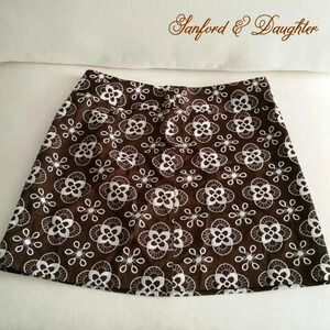 LOFT Mini Skirt | Chocolate Brown w/ White / Size 10